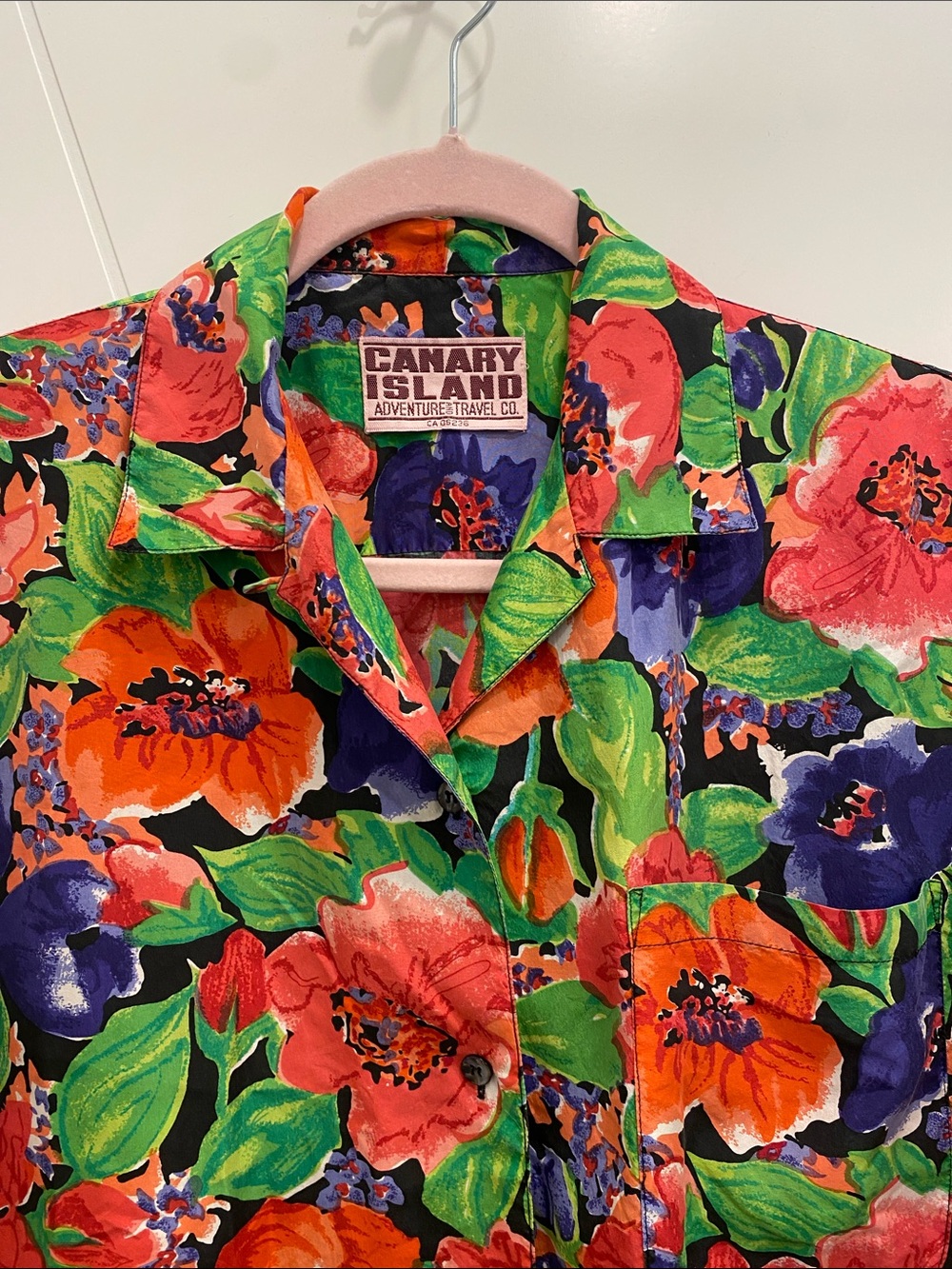 Canary Island 100% Silk Button Down Shirt | Multicolour Floral | Quiet Luxury - Picture 8 of 9